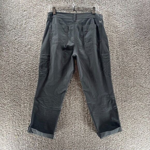 Eddie Bauer Pant Womens 6 Grey Slightly Curvy Crop Rip Stop Cotton Outdoors Logo - Picture 7 of 13